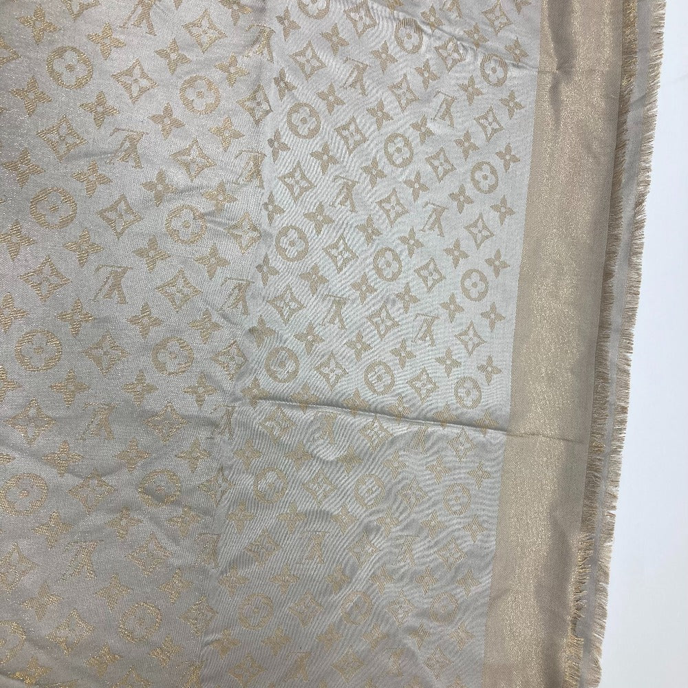 LOUIS VUITTON shawl M75121 silk gray Shoal Monogram Shine Women Used Authentic