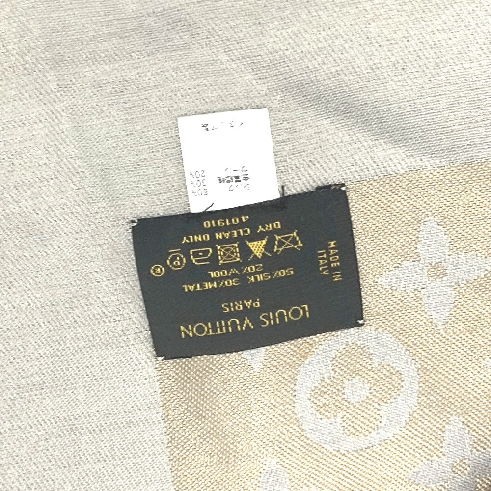 LOUIS VUITTON shawl M75121 silk gray Shoal Monogram Shine Women Used Authentic