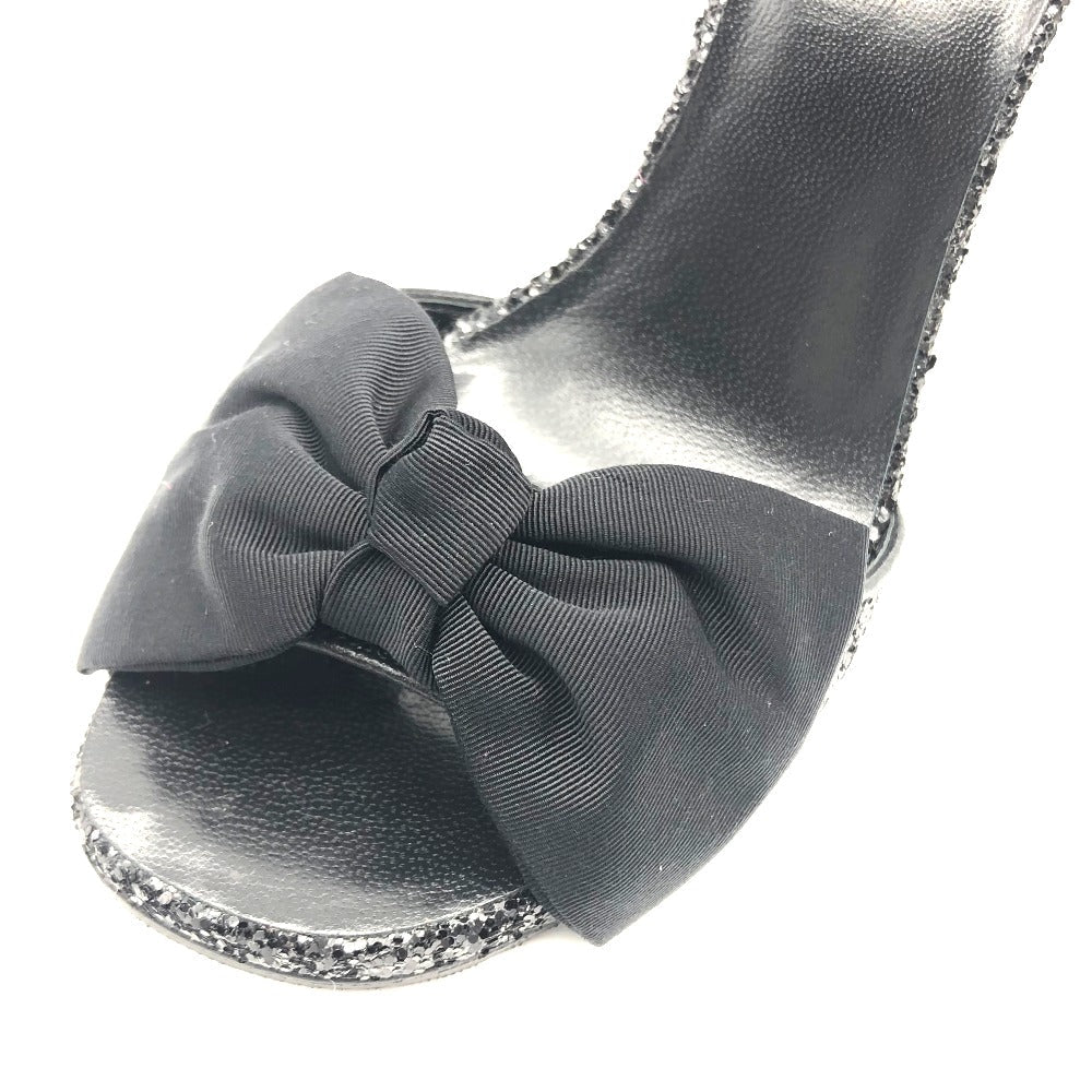 SAINT LAURENT PARIS pumps 438805 Glitter canvas black Ribbon motif Glitter Women 36 Used Authentic