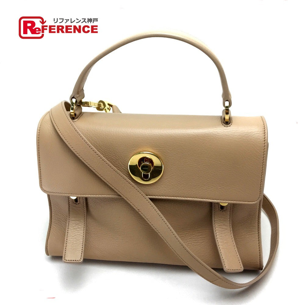 SAINT LAURENT PARIS Handbag 368229 leather beige Muse toe Women Used Authentic