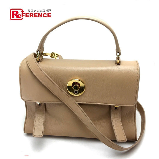 SAINT LAURENT PARIS Handbag 368229 leather beige Muse toe Women Used Authentic