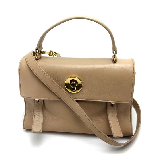 SAINT LAURENT PARIS Handbag 368229 leather beige Muse toe Women Used Authentic