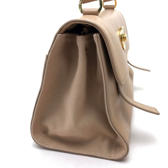 SAINT LAURENT PARIS Handbag 368229 leather beige Muse toe Women Used Authentic