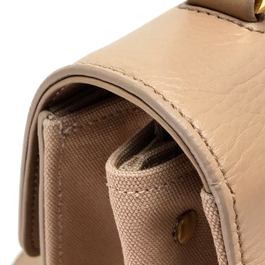 SAINT LAURENT PARIS Handbag 368229 leather beige Muse toe Women Used Authentic