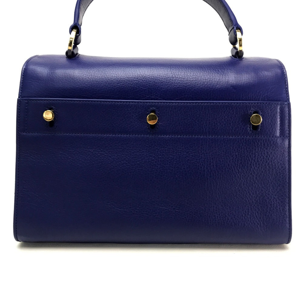 SAINT LAURENT PARIS Handbag leather blue MUSE TWO Women Used Authentic