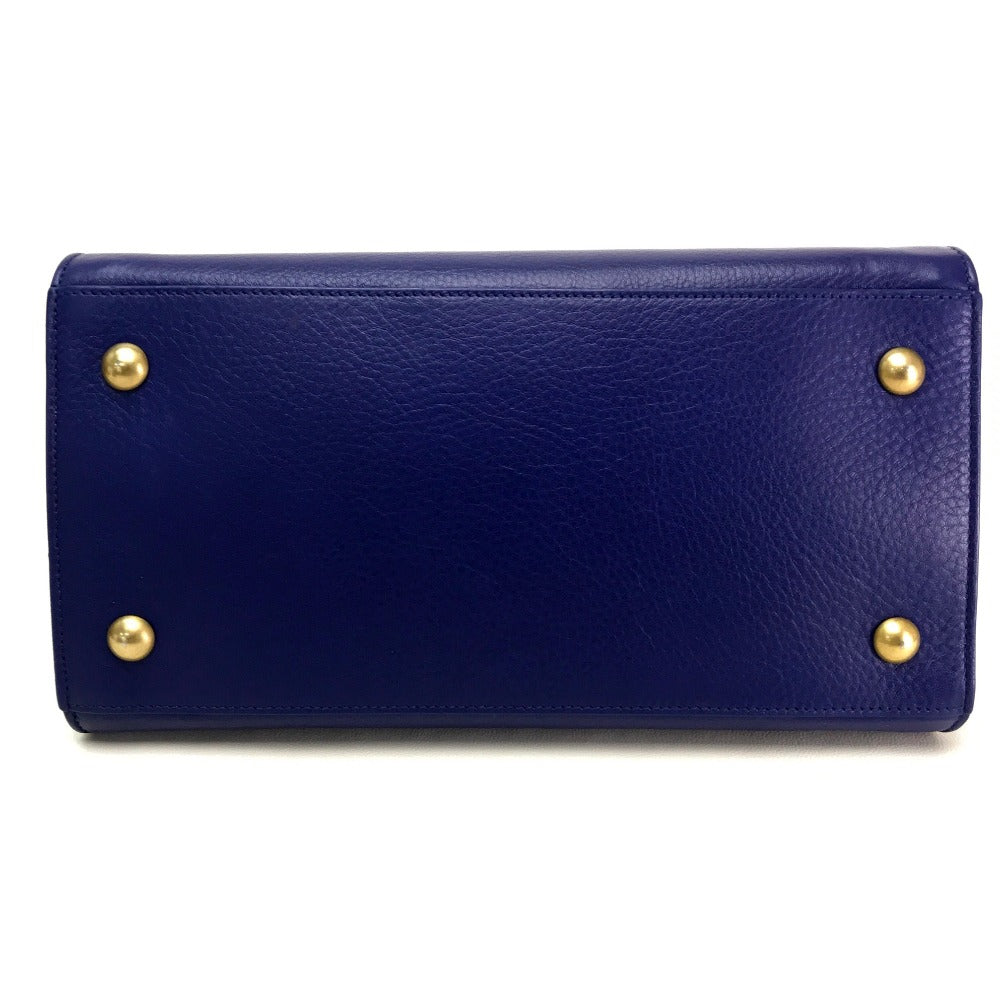 SAINT LAURENT PARIS Handbag leather blue MUSE TWO Women Used Authentic