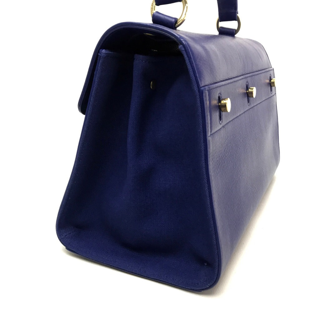 SAINT LAURENT PARIS Handbag leather blue MUSE TWO Women Used Authentic