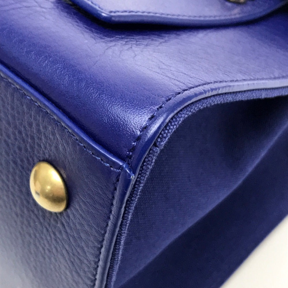 SAINT LAURENT PARIS Handbag leather blue MUSE TWO Women Used Authentic