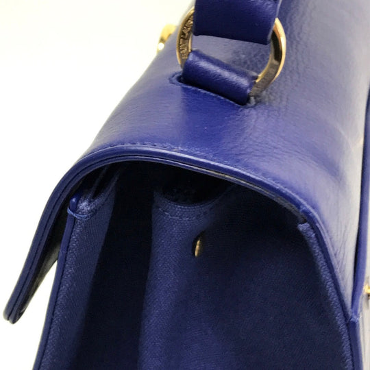 SAINT LAURENT PARIS Handbag leather blue MUSE TWO Women Used Authentic