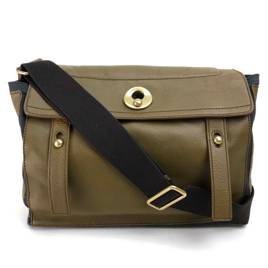 YVES SAINT LAURENT Shoulder Bag 265707 Canvas / leather Brown Muse toe Sling bag Women Used Authentic