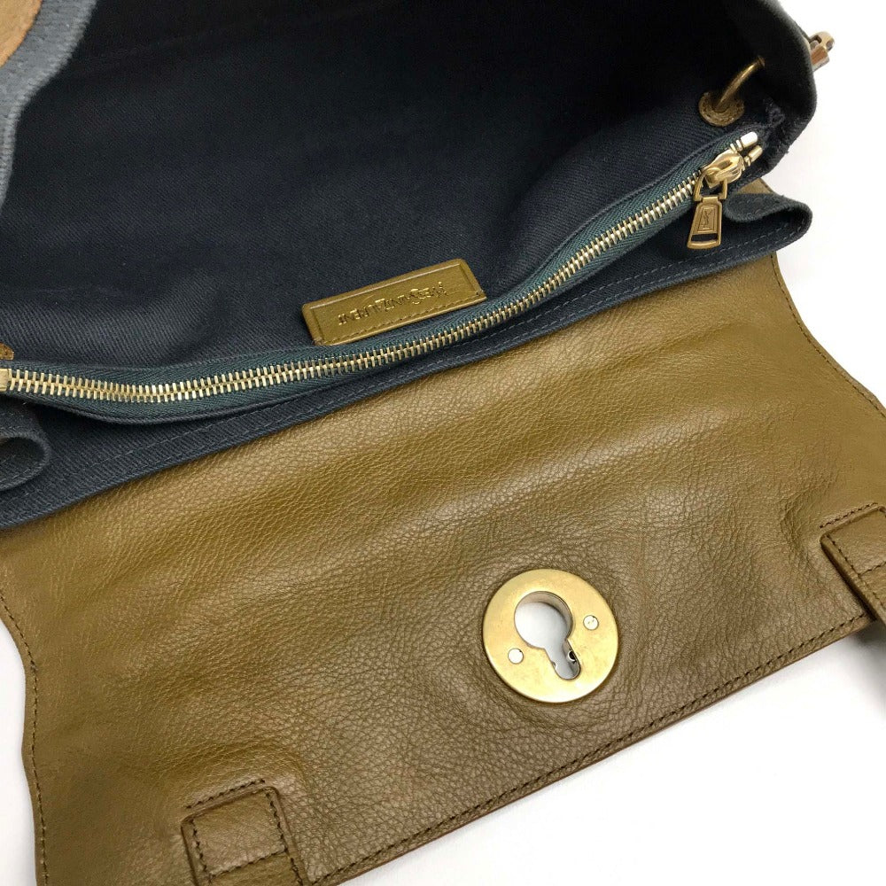 YVES SAINT LAURENT Shoulder Bag 265707 Canvas / leather Brown Muse toe Sling bag Women Used Authentic