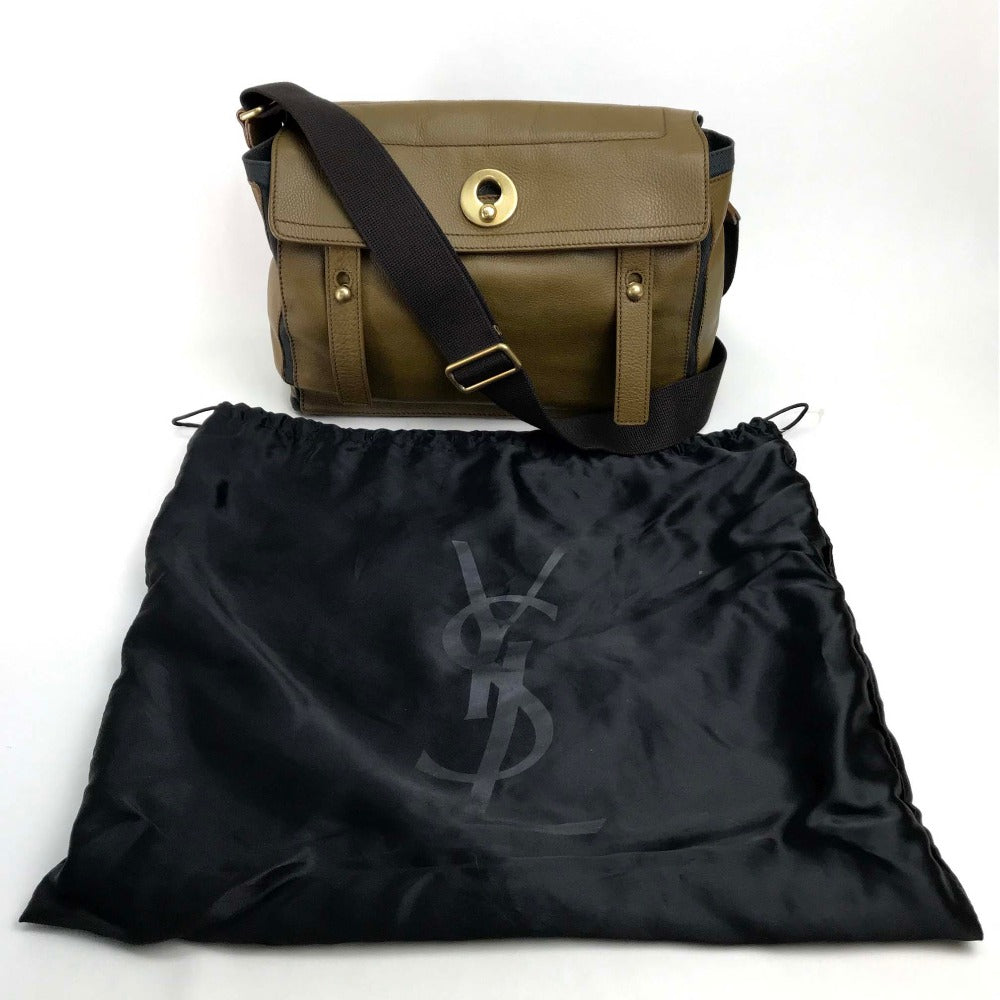 YVES SAINT LAURENT Shoulder Bag 265707 Canvas / leather Brown Muse toe Sling bag Women Used Authentic
