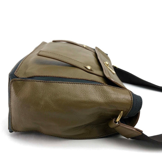 YVES SAINT LAURENT Shoulder Bag 265707 Canvas / leather Brown Muse toe Sling bag Women Used Authentic
