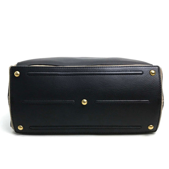 YVES SAINT LAURENT Handbag 229680 Canvas / leather dark gray x beige Muse toe one belt Women Used Authentic