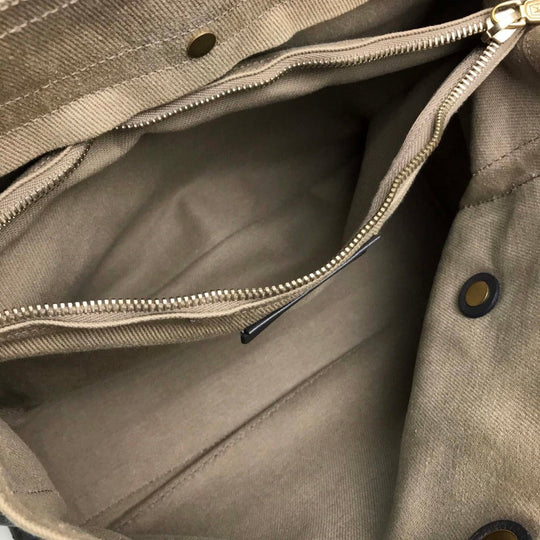YVES SAINT LAURENT Handbag 229680 Canvas / leather dark gray x beige Muse toe one belt Women Used Authentic