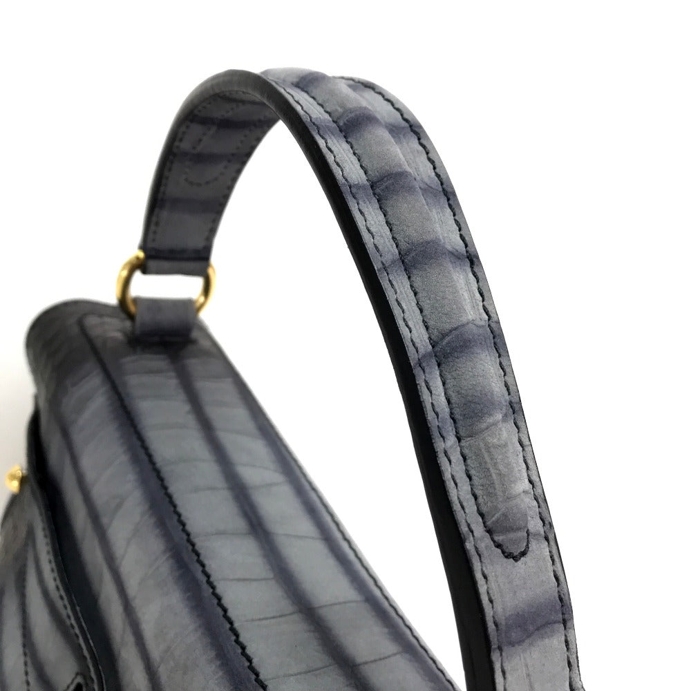 YVES SAINT LAURENT Handbag Nubuck, suede, crocodile embossed Nubuck Gray type Muse toe Women Used Authentic