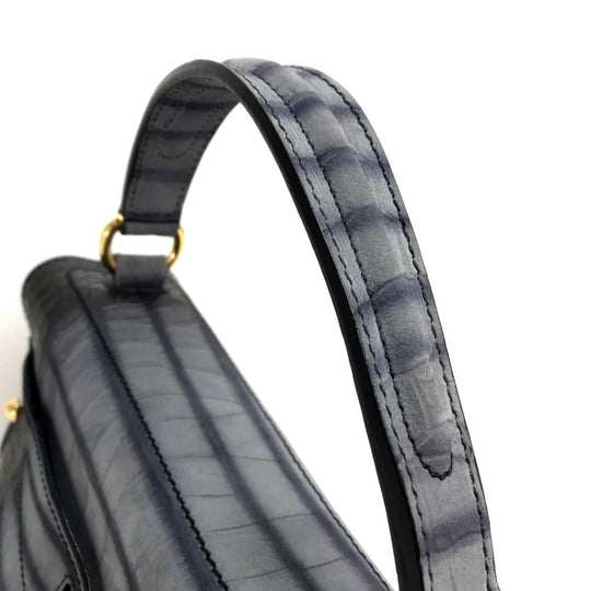YVES SAINT LAURENT Handbag Nubuck, suede, crocodile embossed Nubuck Gray type Muse toe Women Used Authentic