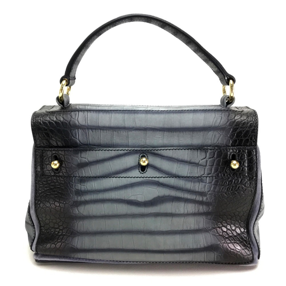 YVES SAINT LAURENT Handbag Nubuck, suede, crocodile embossed Nubuck Gray type Muse toe Women Used Authentic