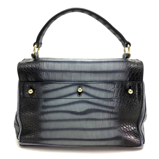 YVES SAINT LAURENT Handbag Nubuck, suede, crocodile embossed Nubuck Gray type Muse toe Women Used Authentic