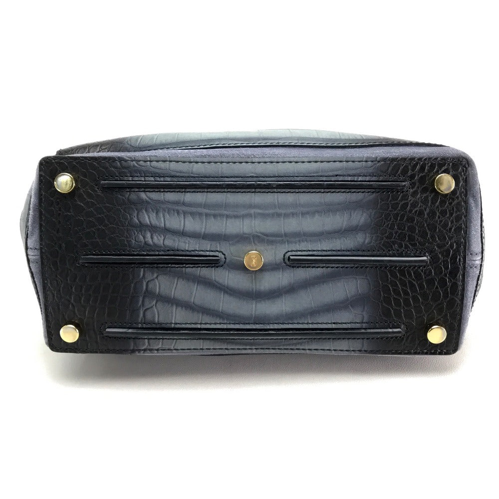 YVES SAINT LAURENT Handbag Nubuck, suede, crocodile embossed Nubuck Gray type Muse toe Women Used Authentic