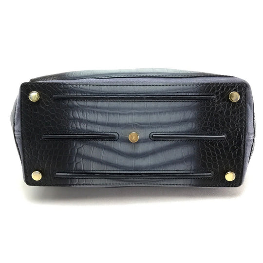 YVES SAINT LAURENT Handbag Nubuck, suede, crocodile embossed Nubuck Gray type Muse toe Women Used Authentic