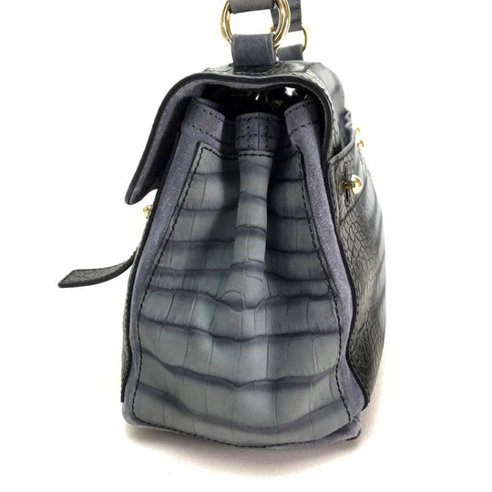 YVES SAINT LAURENT Handbag Nubuck, suede, crocodile embossed Nubuck Gray type Muse toe Women Used Authentic
