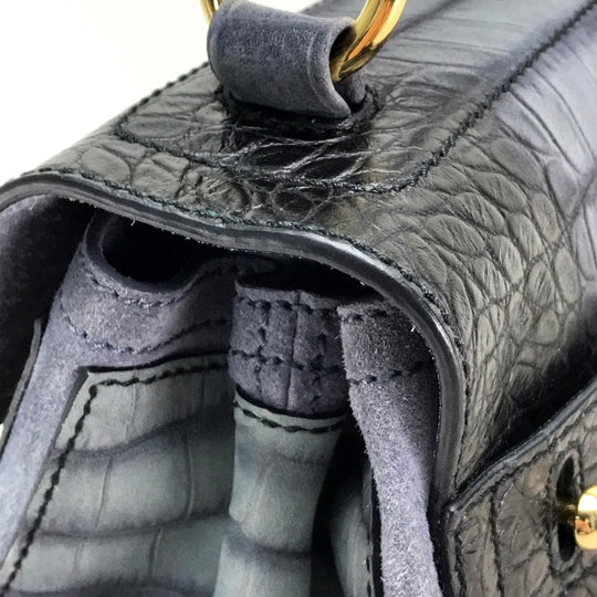 YVES SAINT LAURENT Handbag Nubuck, suede, crocodile embossed Nubuck Gray type Muse toe Women Used Authentic