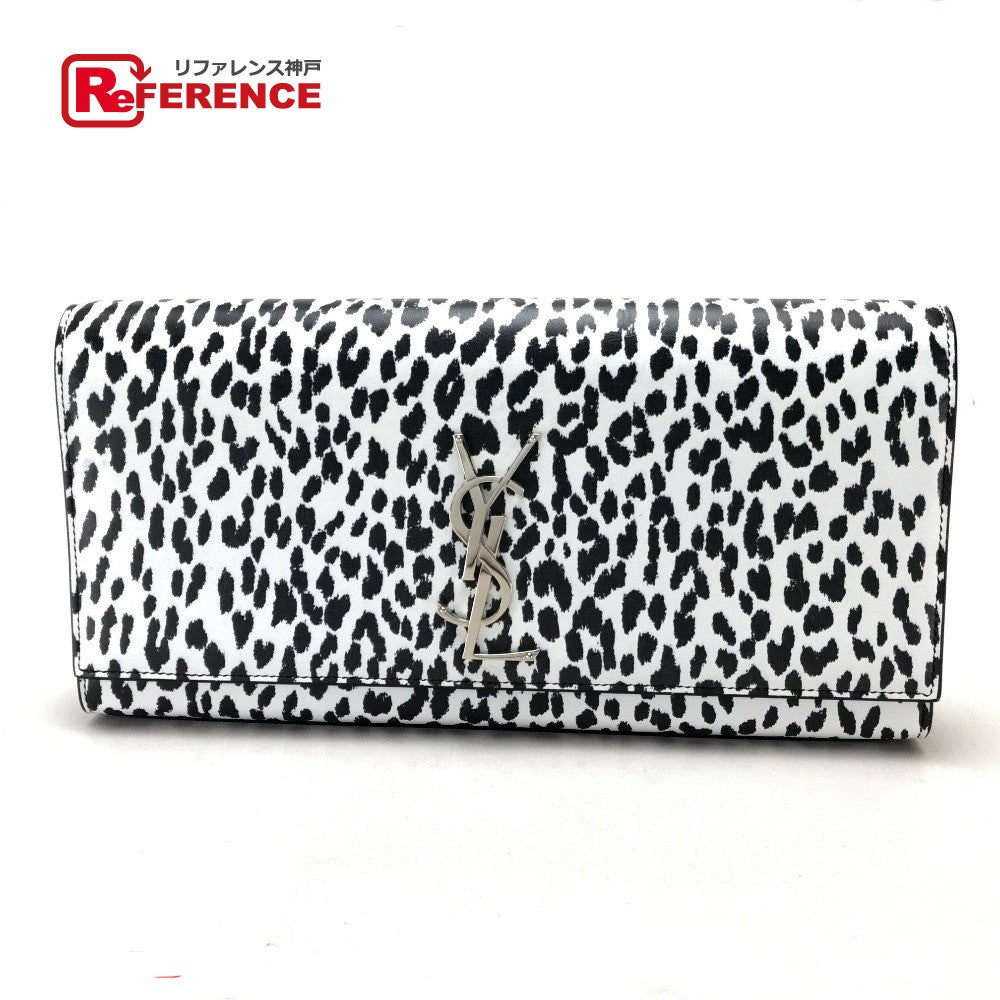 SAINT LAURENT PARIS Clutch bag 326079 Calf leather black Cassandra Leopard Women Used Authentic