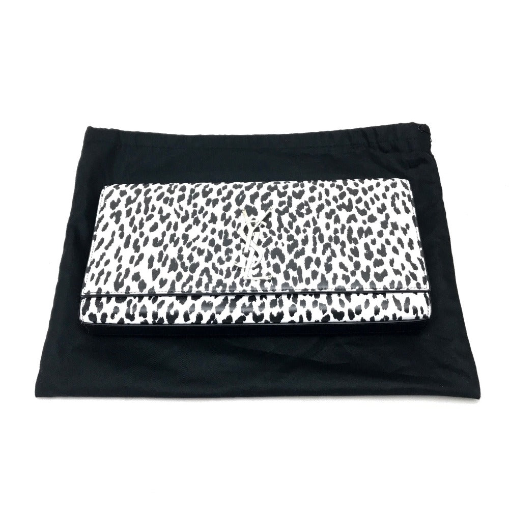 SAINT LAURENT PARIS Clutch bag 326079 Calf leather black Cassandra Leopard Women Used Authentic