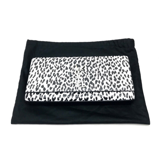 SAINT LAURENT PARIS Clutch bag 326079 Calf leather black Cassandra Leopard Women Used Authentic