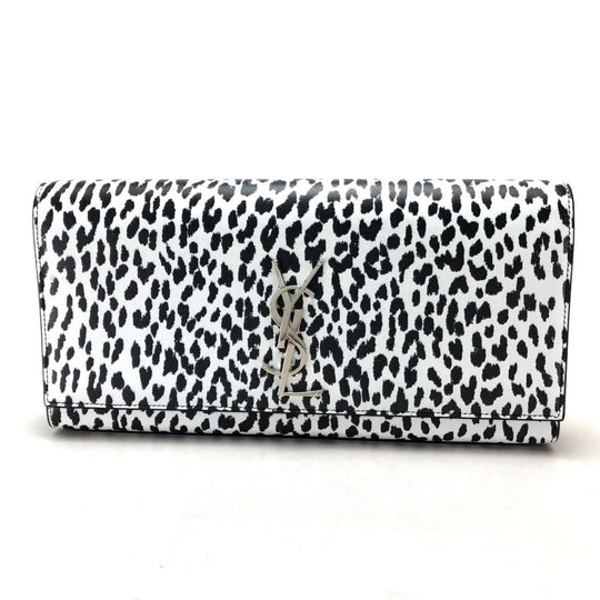 SAINT LAURENT PARIS Clutch bag 326079 Calf leather black Cassandra Leopard Women Used Authentic