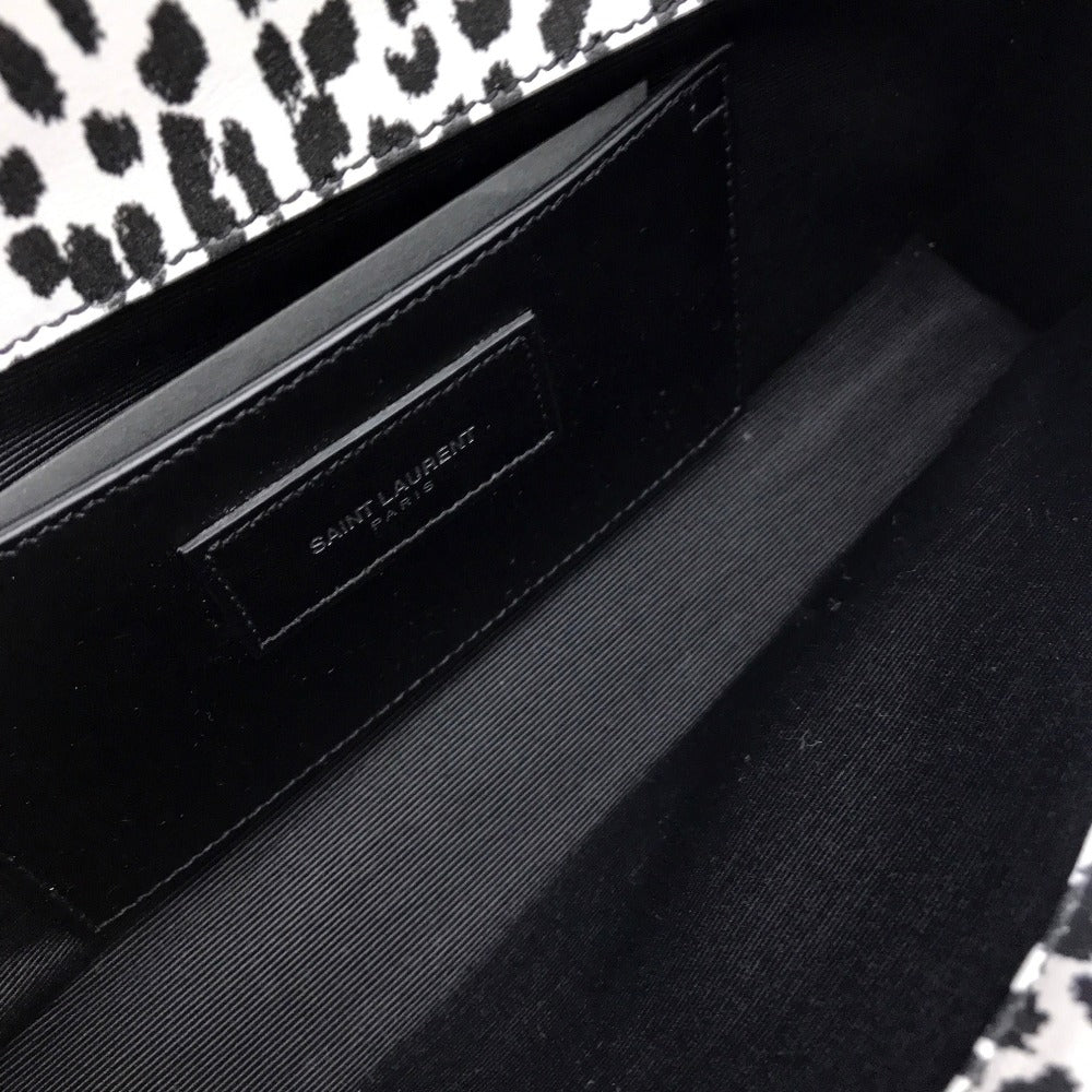 SAINT LAURENT PARIS Clutch bag 326079 Calf leather black Cassandra Leopard Women Used Authentic