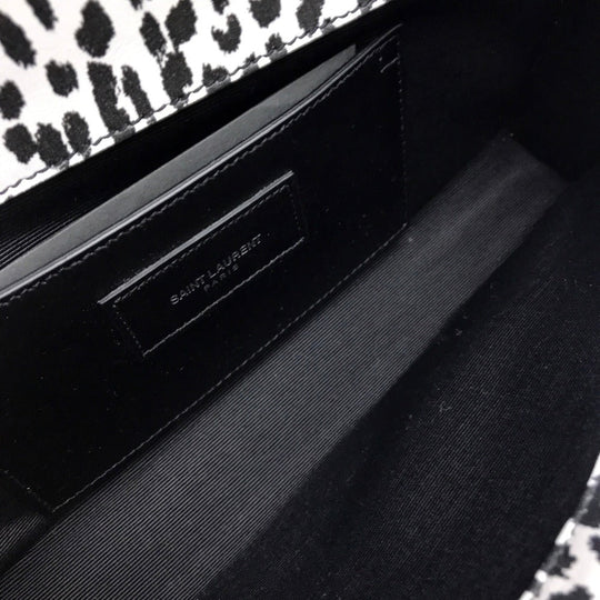 SAINT LAURENT PARIS Clutch bag 326079 Calf leather black Cassandra Leopard Women Used Authentic
