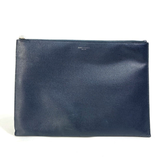 SAINT LAURENT PARIS Clutch bag 397294 leather Dark navy Pouch Classic Saint Laurent Mini Zip Tablet Sleeve mens Used Authentic