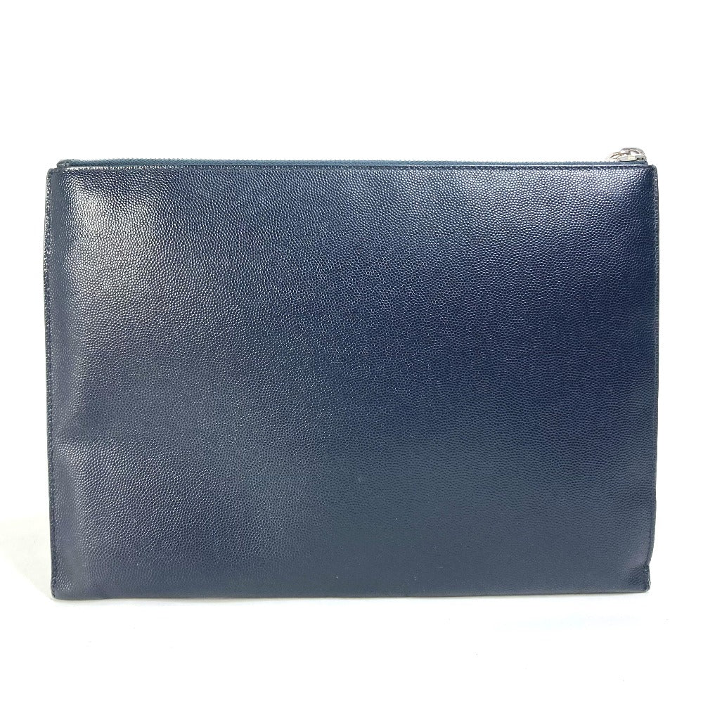 SAINT LAURENT PARIS Clutch bag 397294 leather Dark navy Pouch Classic Saint Laurent Mini Zip Tablet Sleeve mens Used Authentic