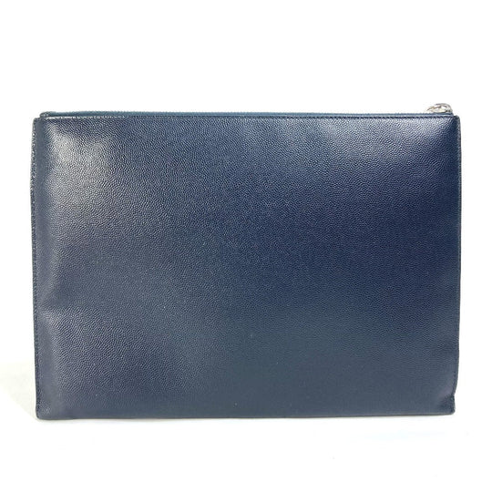 SAINT LAURENT PARIS Clutch bag 397294 leather Dark navy Pouch Classic Saint Laurent Mini Zip Tablet Sleeve mens Used Authentic