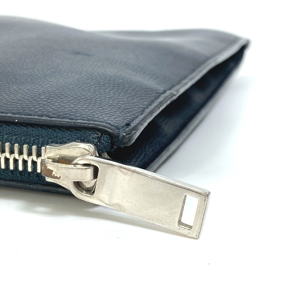 SAINT LAURENT PARIS Clutch bag 397294 leather Dark navy Pouch Classic Saint Laurent Mini Zip Tablet Sleeve mens Used Authentic