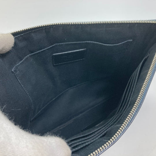 SAINT LAURENT PARIS Clutch bag 397294 leather Dark navy Pouch Classic Saint Laurent Mini Zip Tablet Sleeve mens Used Authentic