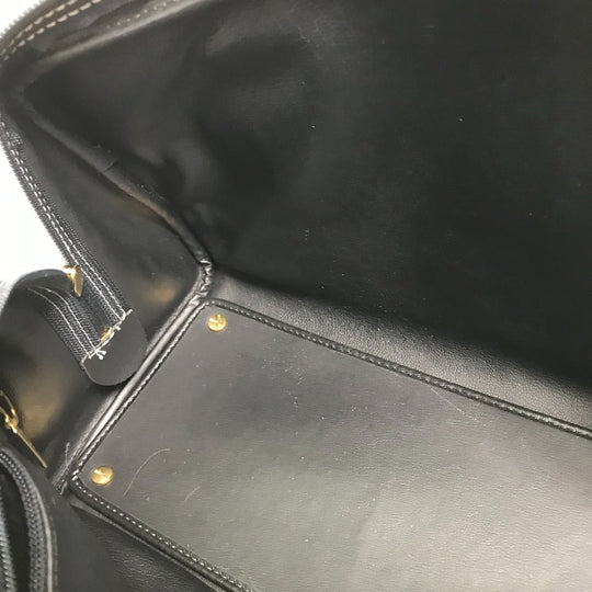 YVES SAINT LAURENT Handbag Calf leather Black x white Y motif Women Used Authentic