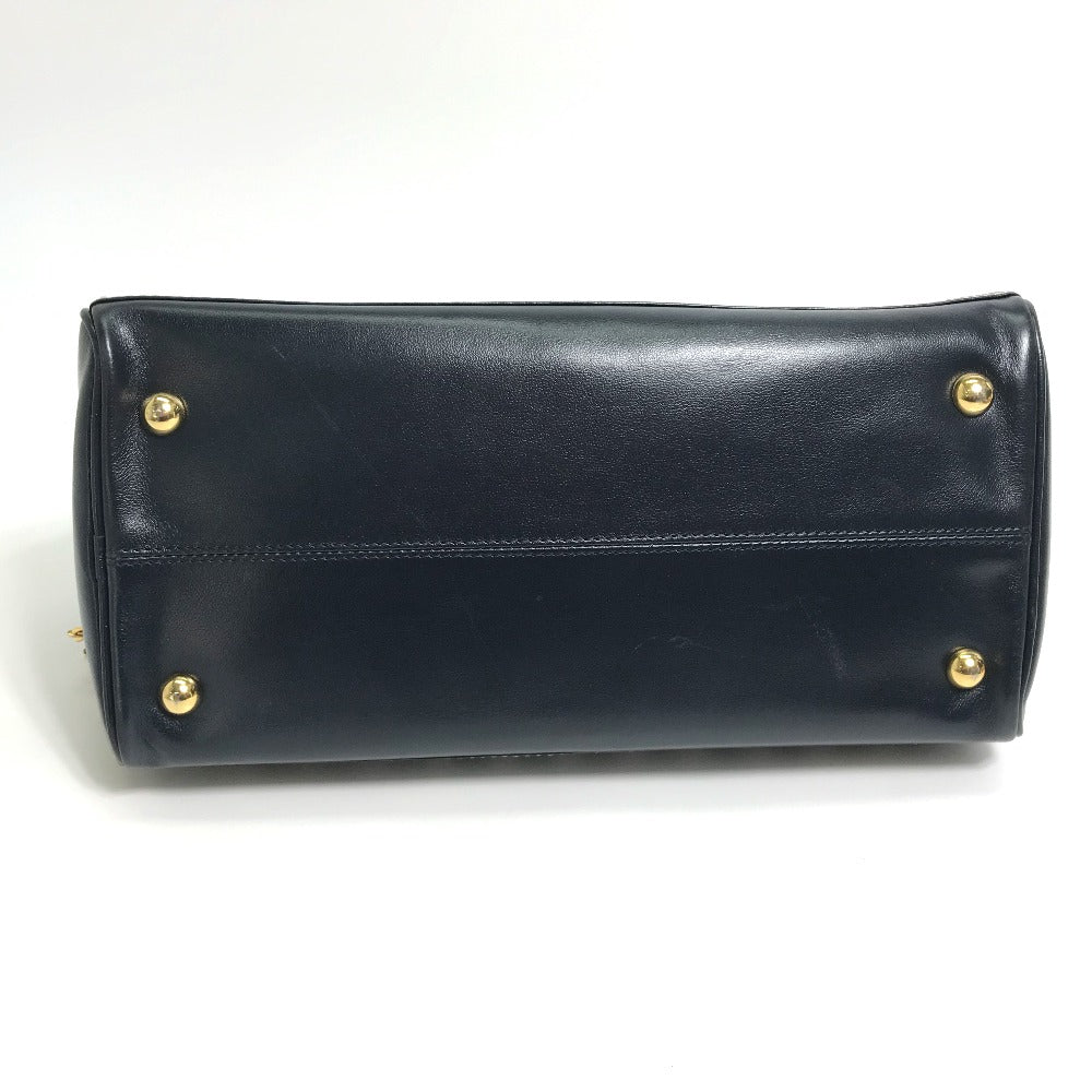 YVES SAINT LAURENT Handbag Calf leather Black x white Y motif Women Used Authentic