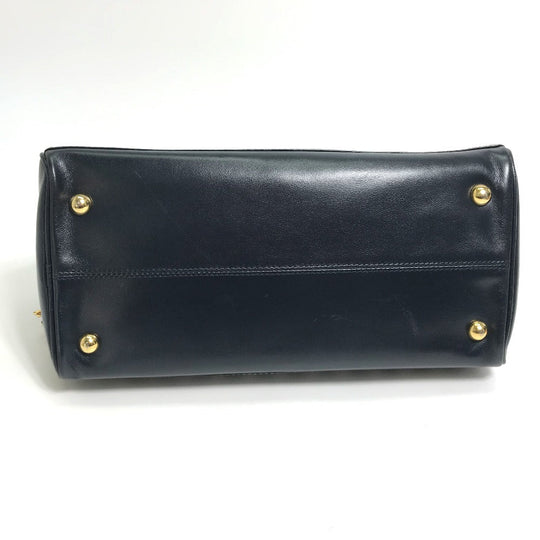 YVES SAINT LAURENT Handbag Calf leather Black x white Y motif Women Used Authentic