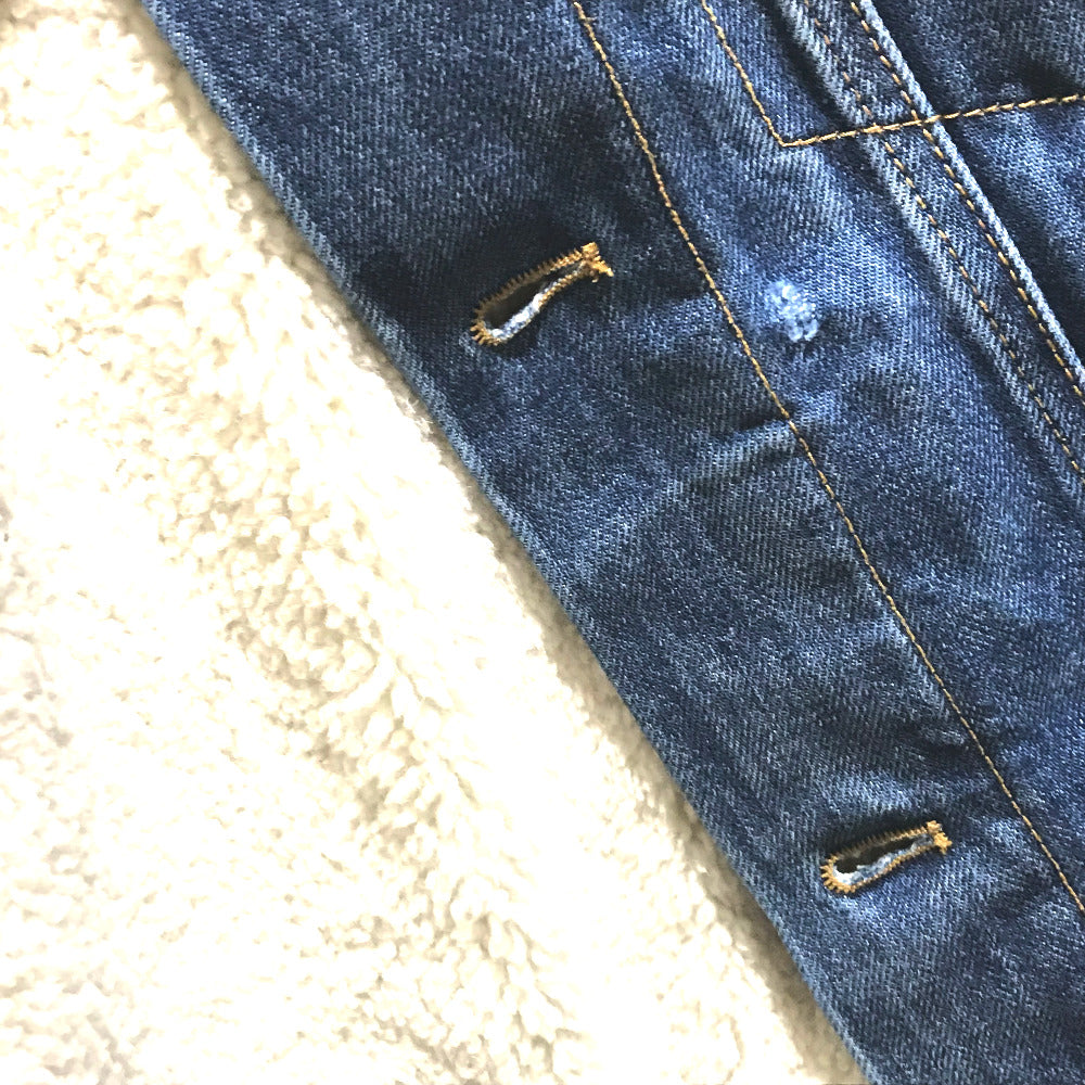 SAINT LAURENT PARIS Denim Jacket 483202 YZ883 cotton Denim blue x white logo Monogram maxi patch Women XS Used Authentic
