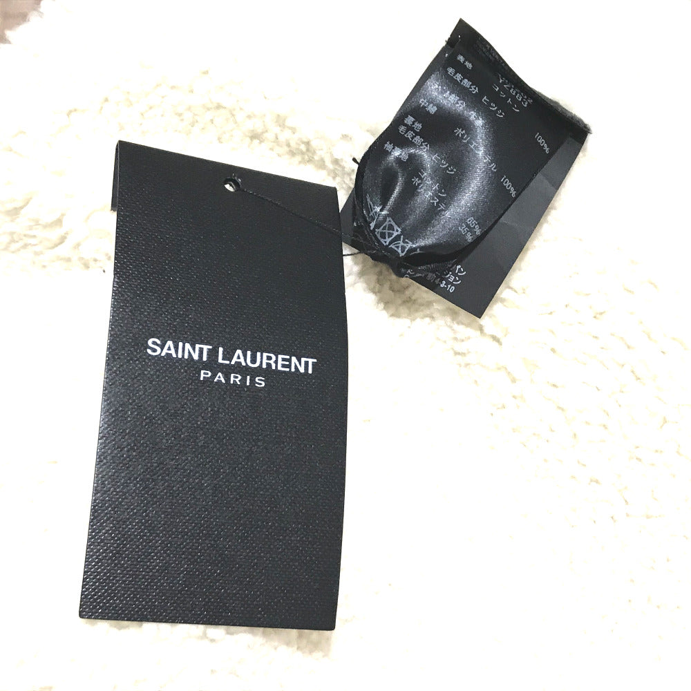 SAINT LAURENT PARIS Denim Jacket 483202 YZ883 cotton Denim blue x white logo Monogram maxi patch Women XS Used Authentic