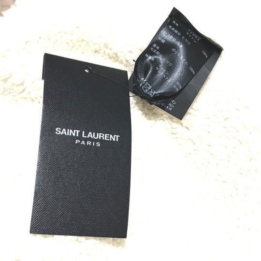 SAINT LAURENT PARIS Denim Jacket 483202 YZ883 cotton Denim blue x white logo Monogram maxi patch Women XS Used Authentic