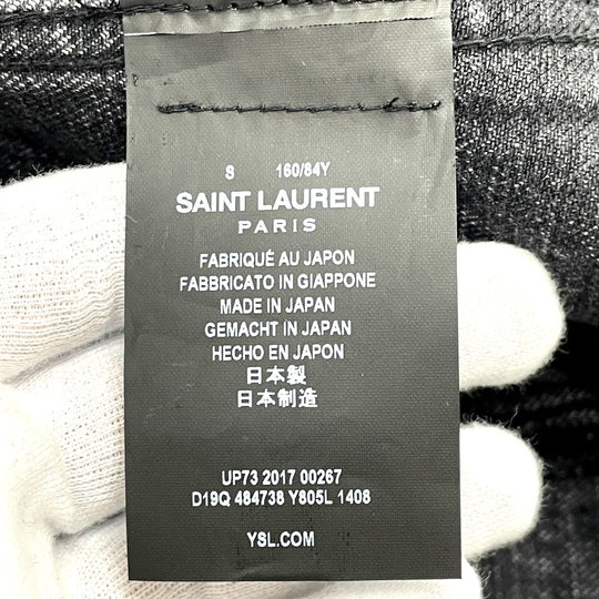 SAINT LAURENT PARIS Denim Jacket 484738 Cotton denim black Heart emblem Logo button Women S Used Authentic