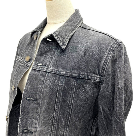 SAINT LAURENT PARIS Denim Jacket 484738 Cotton denim black Heart emblem Logo button Women S Used Authentic