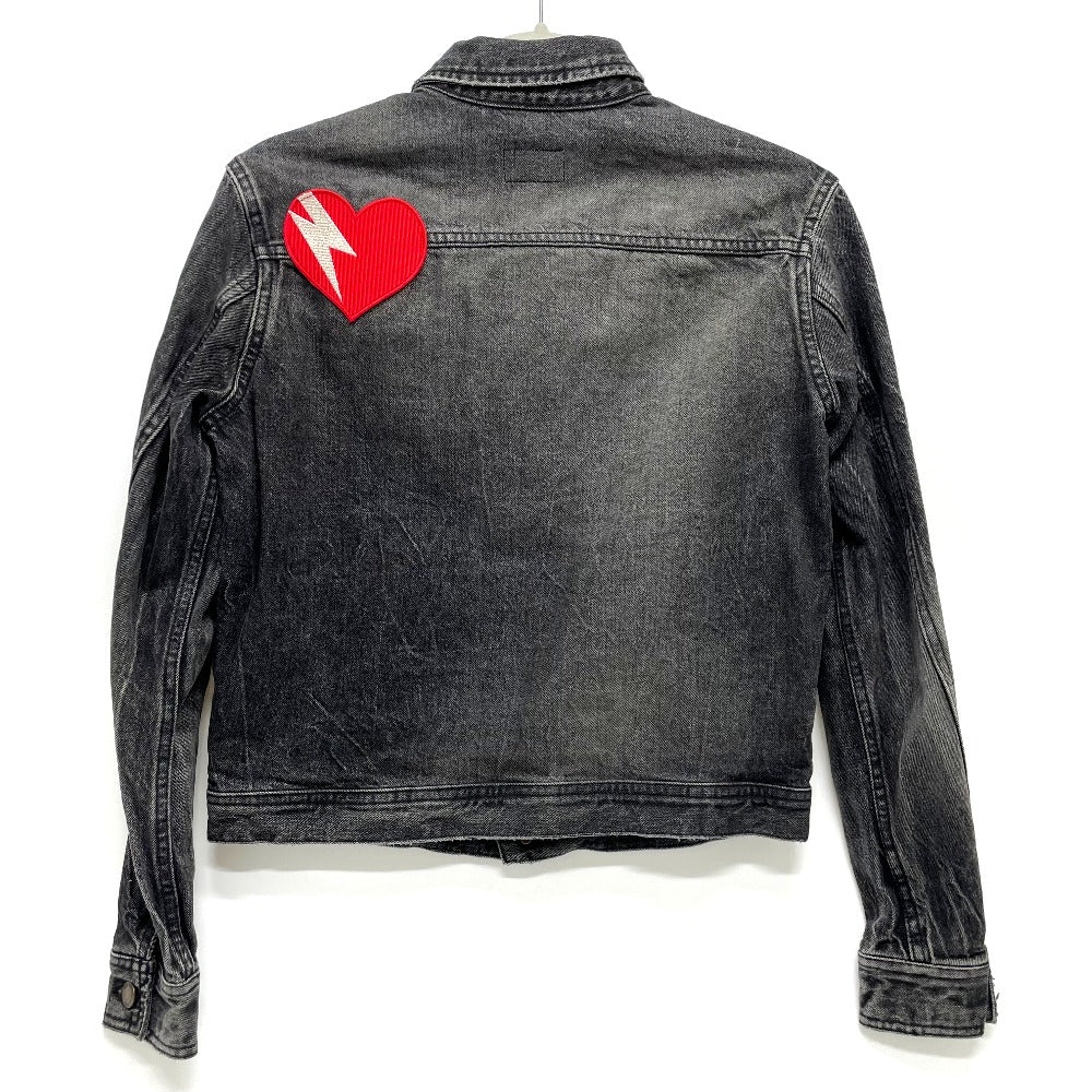 SAINT LAURENT PARIS Denim Jacket 484738 Cotton denim black Heart emblem Logo button Women S Used Authentic
