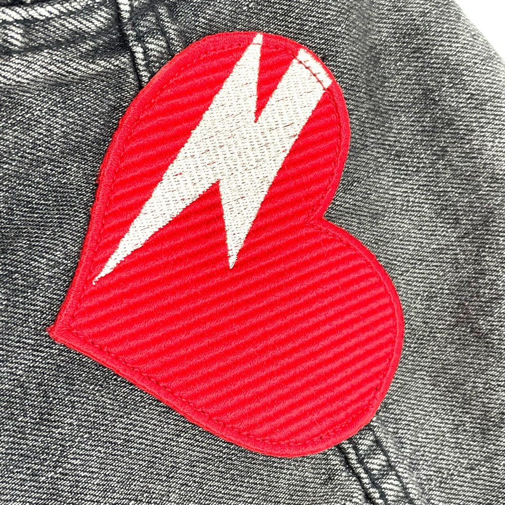 SAINT LAURENT PARIS Denim Jacket 484738 Cotton denim black Heart emblem Logo button Women S Used Authentic