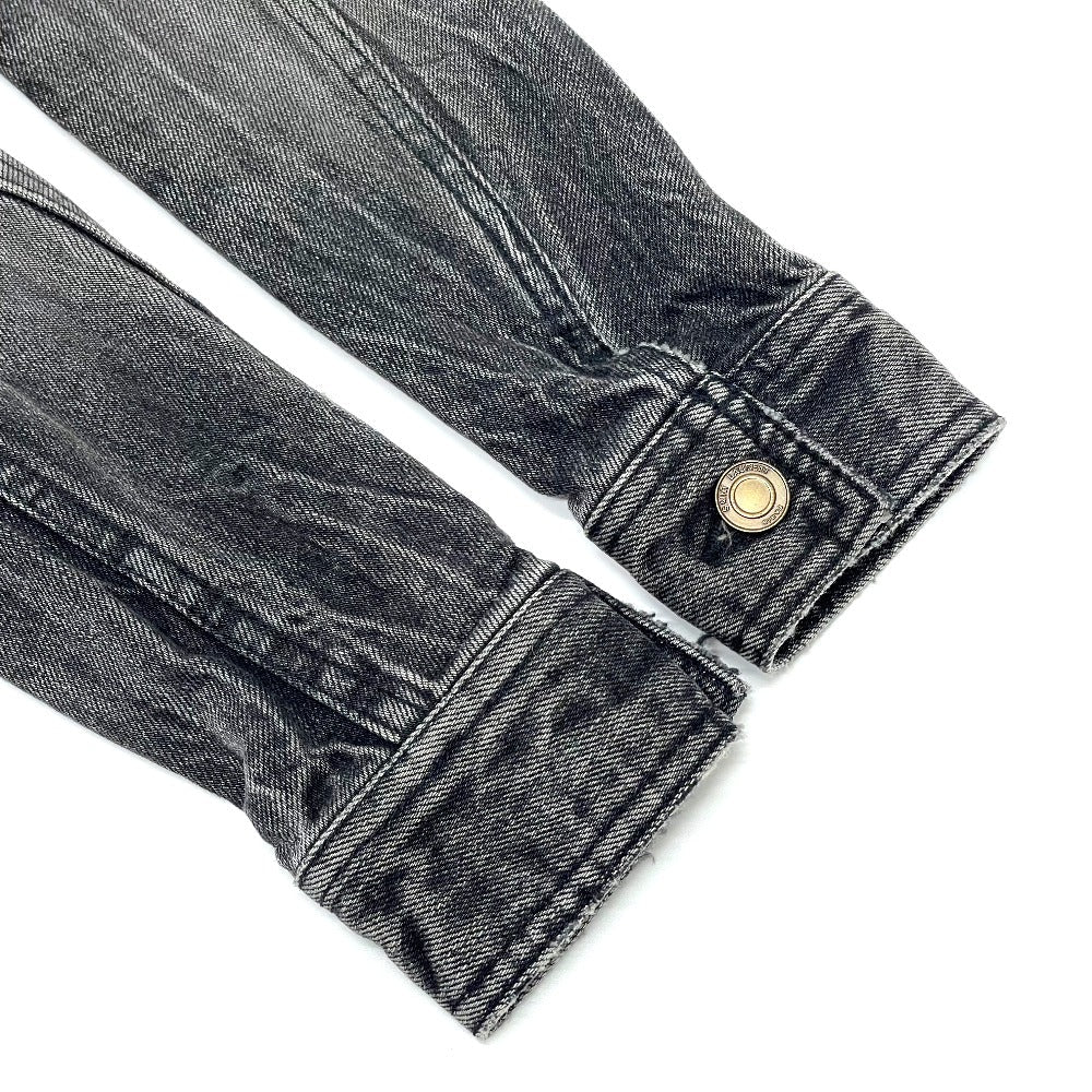 SAINT LAURENT PARIS Denim Jacket 484738 Cotton denim black Heart emblem Logo button Women S Used Authentic