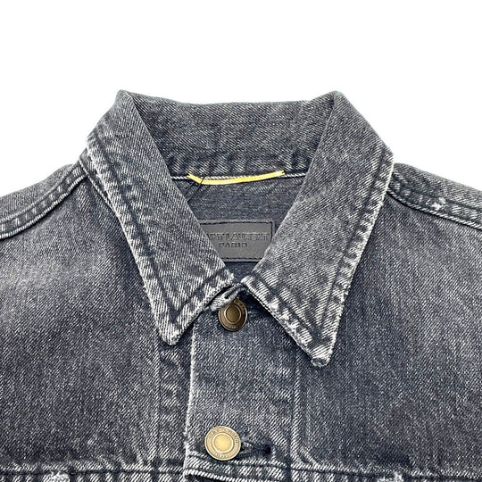 SAINT LAURENT PARIS Denim Jacket 484738 Cotton denim black Heart emblem Logo button Women S Used Authentic